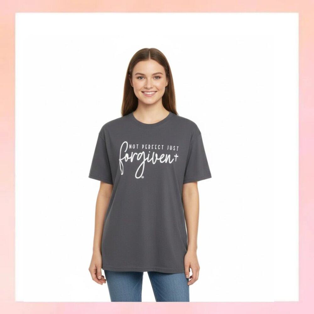 "Not Perfect Just Forgiven" Christian Faith Gray Graphic T-Shirt